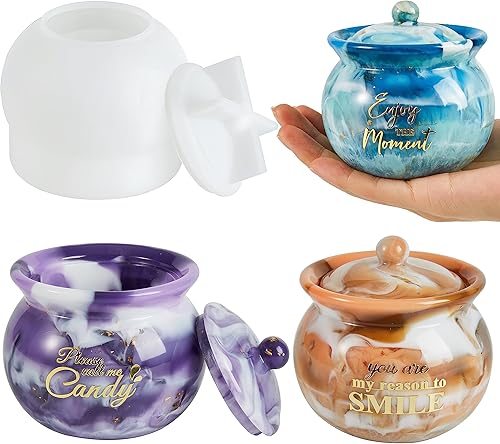 ISSEVE Moldes de resina para frascos, moldes de silicona para tarros con tapa, moldes de resina epoxi para caja de almacenamiento, contenedor de ISSEVE Moldes de resina para frascos, moldes de silicona para tarros con tapa, moldes de resina epoxi para caja de almacenamiento, contenedor de