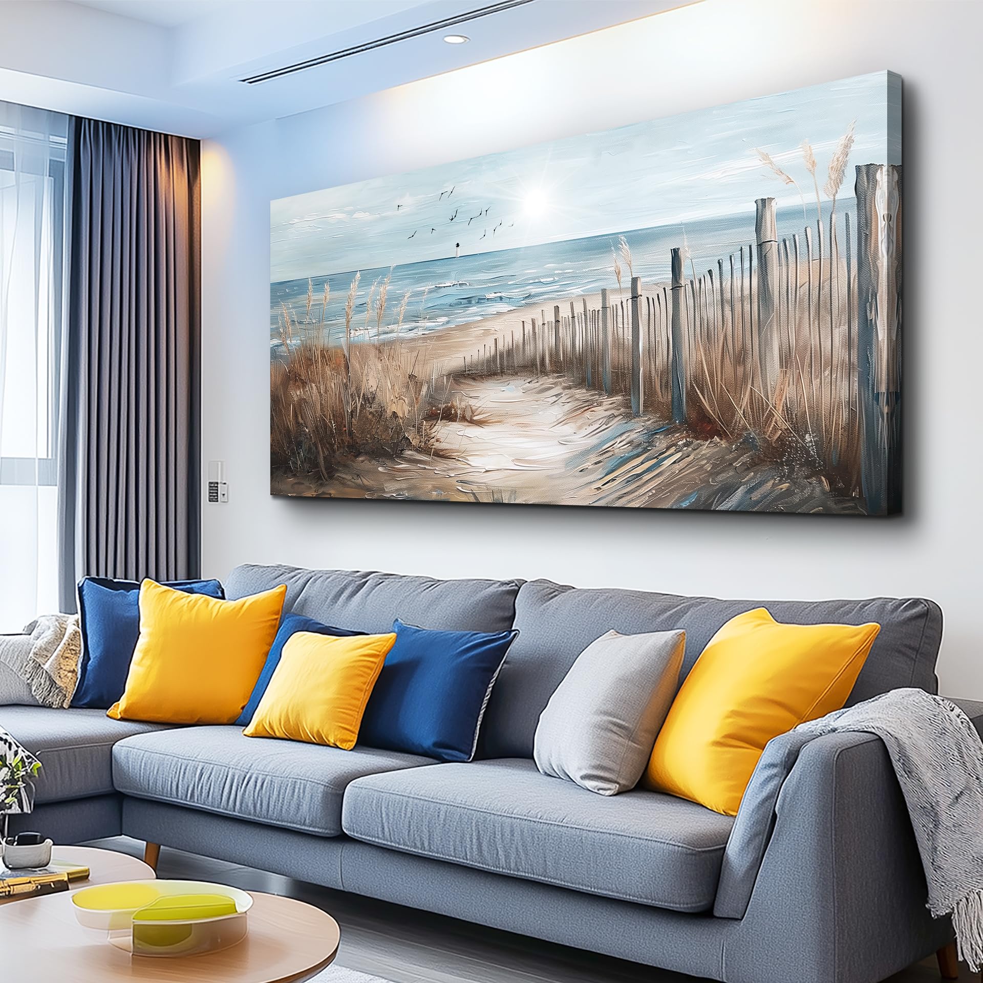 KELIYUAN Large Canvas Wall Art For Living Room Wall Decor For Office Bedroom Mural Wall Pictures Artwork Ocean Sand Dunes Grass Landscape Paintings