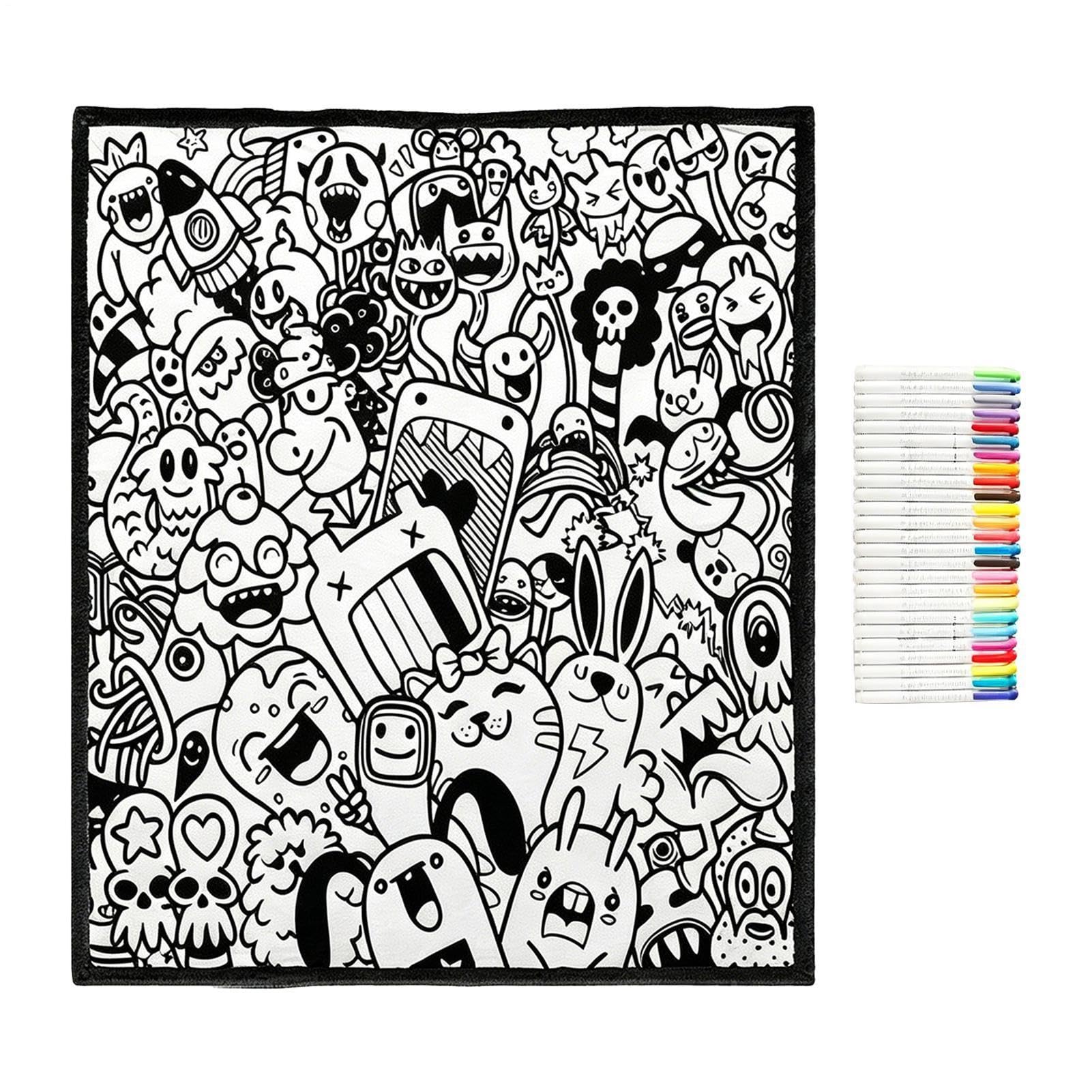 Couverture de coloriage pour anniversaire et vacances grand plaid à personnaliser en famille