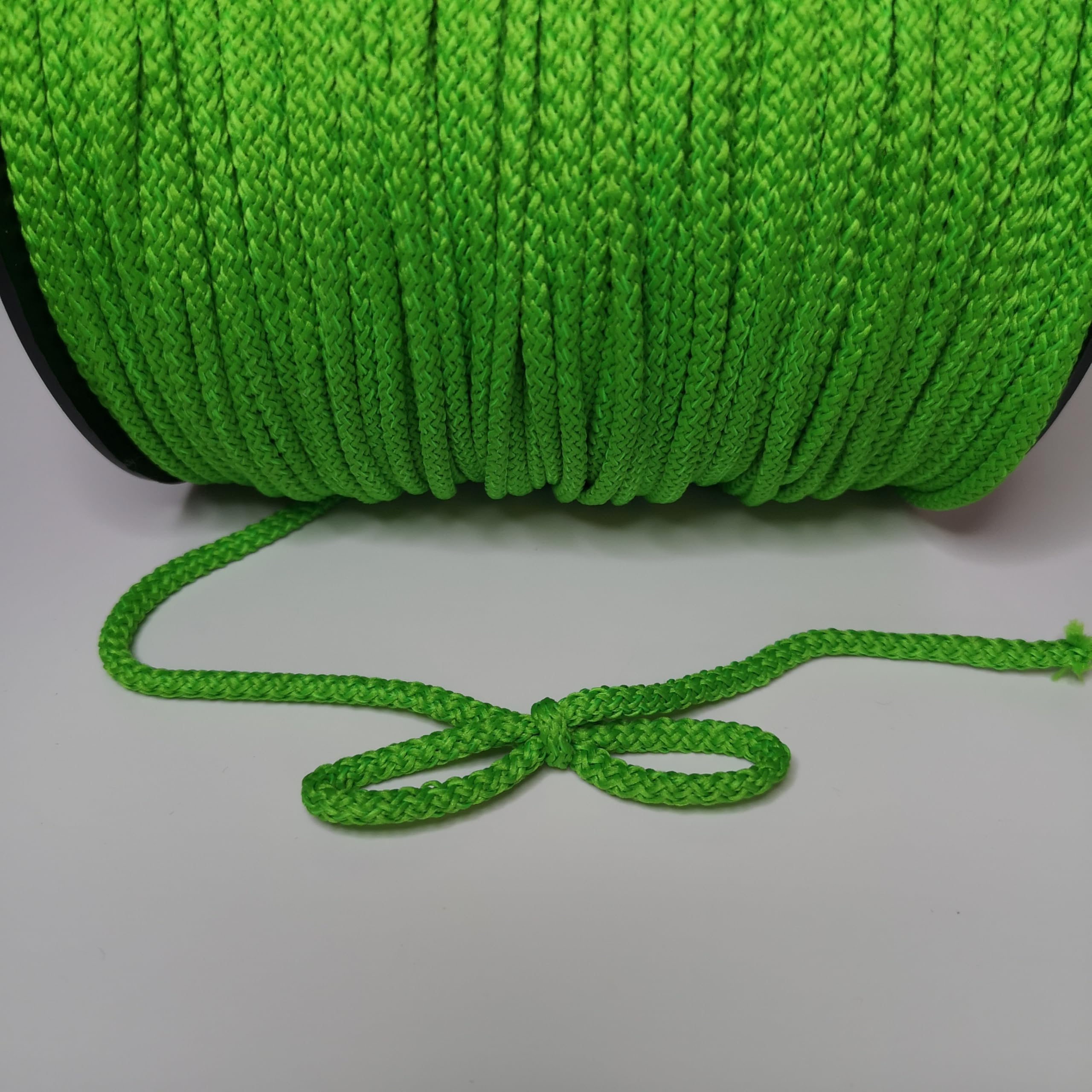 5mm Cord, Braided Drawstring, Strong Rope for Crafts, Lacing and DIY, String, Multiple Colours, Polypropylene (Light green, 20 meters / 65 ft)