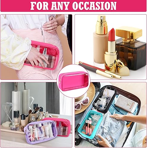 Miniatura 5 de Hushee 4 bolsas de maquillaje transparentes para bolso, bolsa de maquillaje de nailon y PVC, bolsa de viaje para cosméticos, bolsa de aseo con