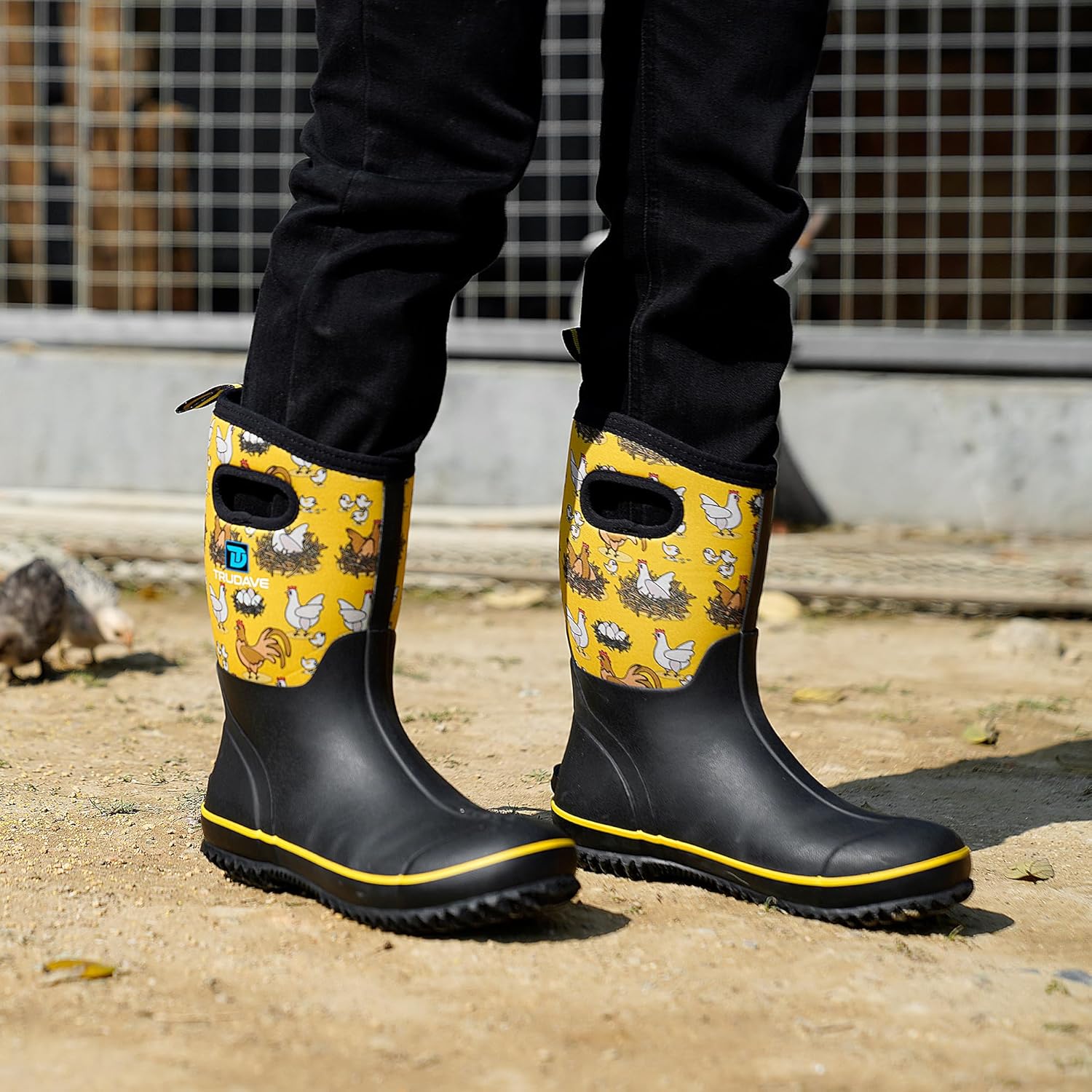 Trudave Rubber Boots for Women, Mid Calf Rain Boots, Womens Waterproof Boots, Neoprene Insulated Outdoor Work Mud Boots for Hunting Farming Gardening Fishing, Size 5-11 - Image 2