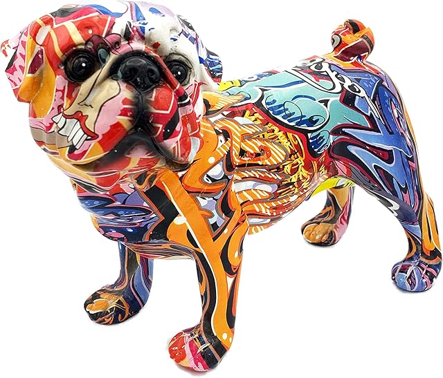 Lesser & Pavey Standing Male Graffiti Pug Figurine - Unique Street Art Finish Collectable Ornament for Dog Lovers and Animal Figurine Collectors