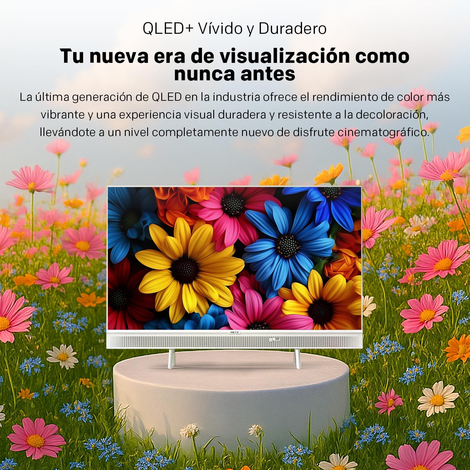 Metz 32 Pulgadas QLED Smart TV Portátil, 32MQE7100Z Google Television, HD, HDR10, 2x10W Potentes Altavoces Frontales, DBX, Dolby Audio, USB-C, Chromecast, Trabajar con Google Assistant, Blanco, 80cm
