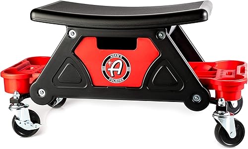 Adam's Detailing Seat  Asiento con ruedas para mecánica y detallado, organizador con bandejas de almacenamiento extra para herramientas en el