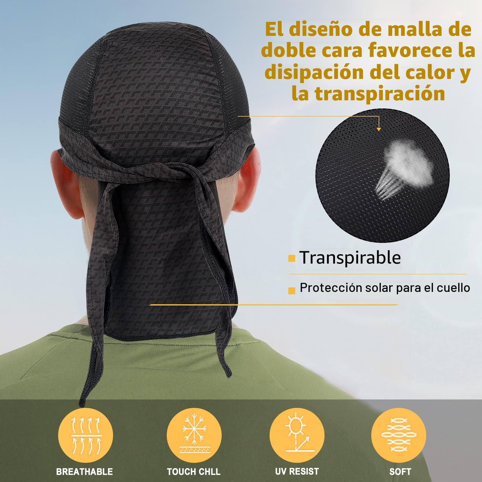 HASAGEI Bandana para Hombre y Mujer, pañuelo para la Cabeza, para Motero, Gorra para Bicicleta