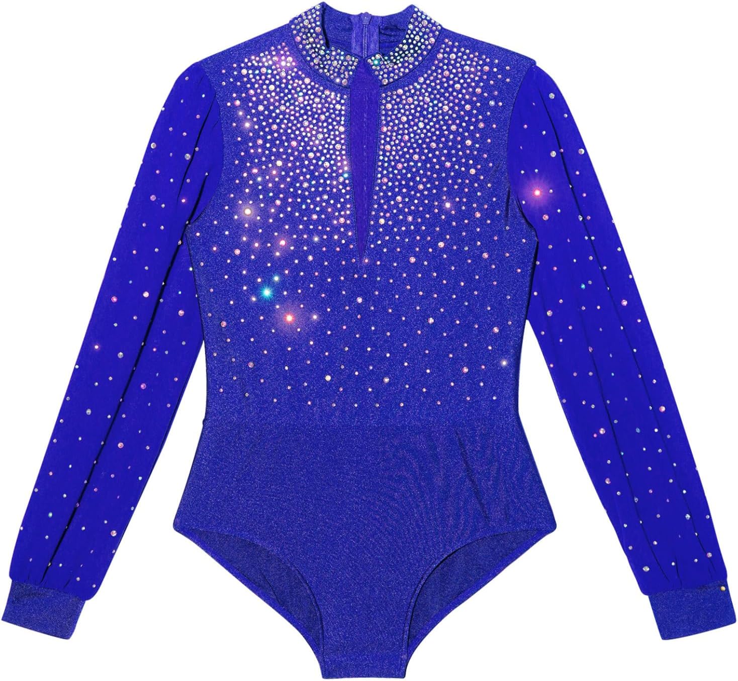 Kids Boys Latin Ballroom Jazz Dance Leotard Long Sleeve Rhinestone Gymnastics Training Practice Bodysuit