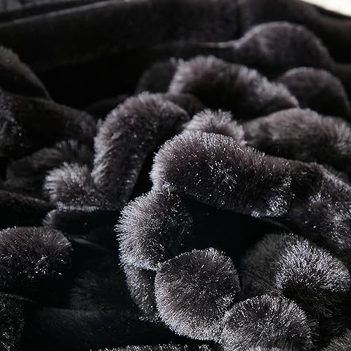 Miniatura 4 de Uhamho Juego de 2 fundas de almohada estándar para cama de piel sintética de conejo a rayas y parte trasera de terciopelo, fundas de almohada