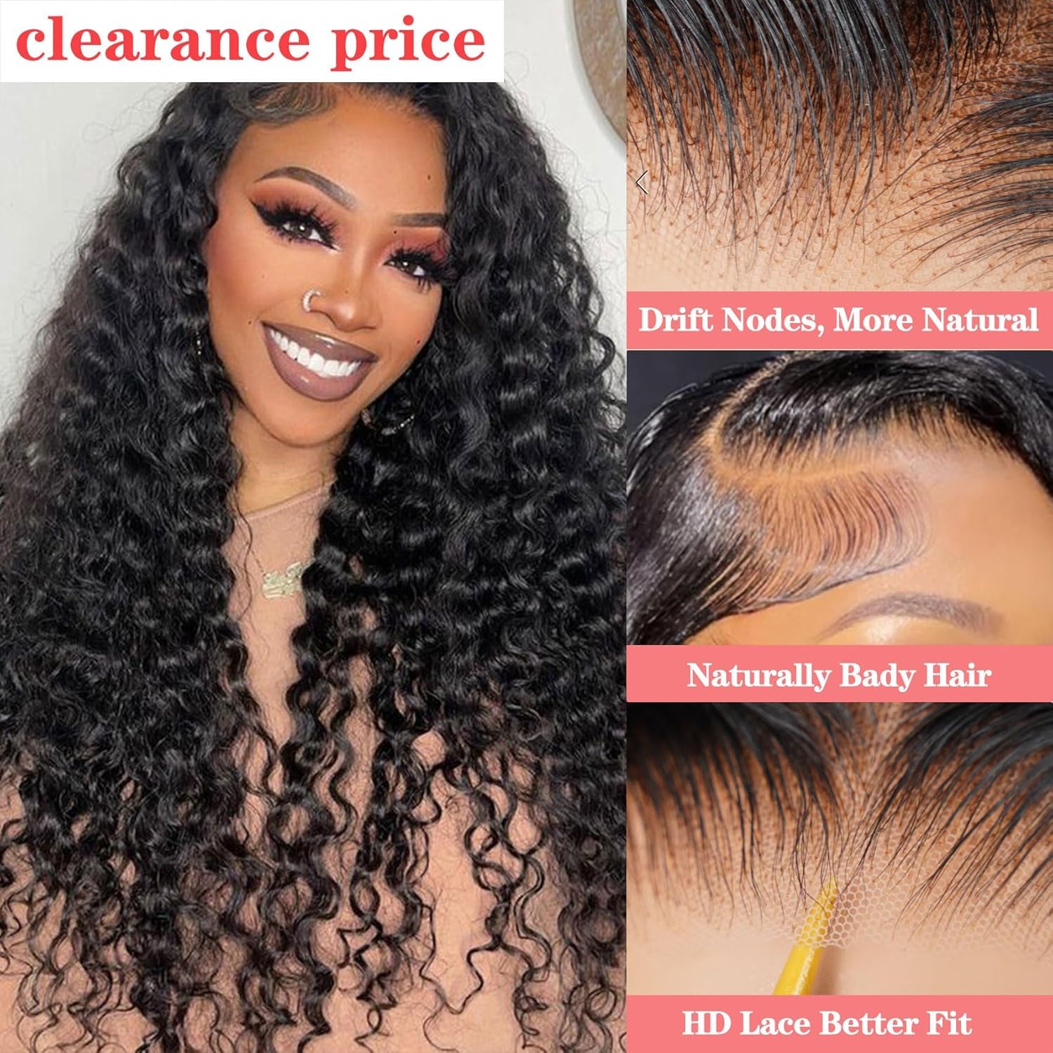 Forevermore Glueless Wigs Human Hair Pre Plucked Pre Cut Wear And Go 28inch Curly Human Hair Wig 13x4 Lace Front Wigs Human Hair 180% Density Ready To Wear Glueless Natural Color Clearance
