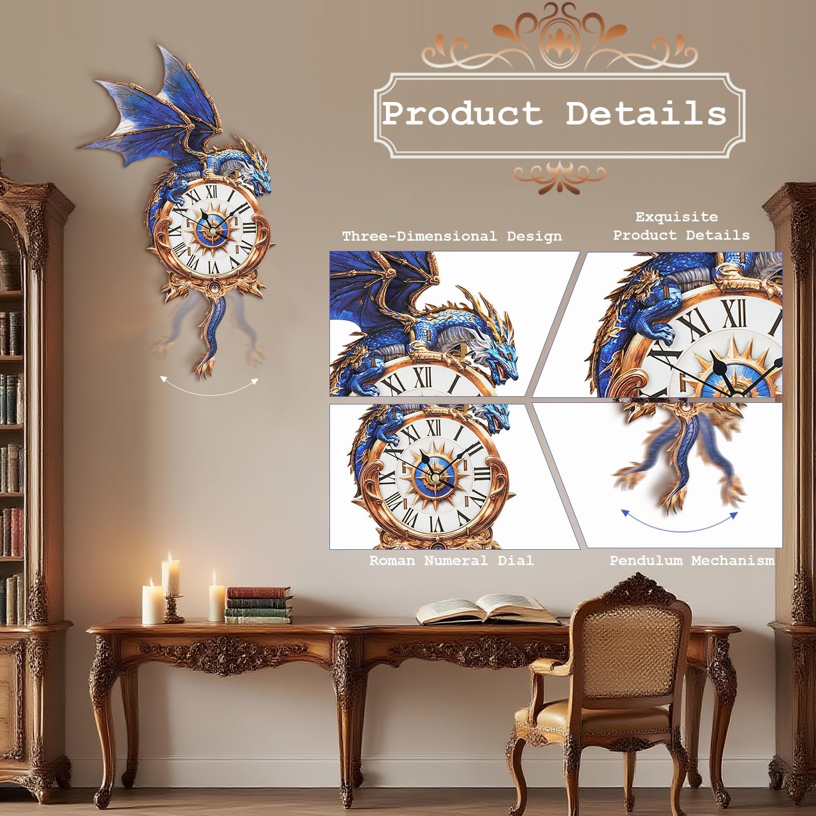 Lilcubics 3D Wooden Dragon Clock Puzzle for Adults, Mechanical Model Building Kit with Pendulum & Chime - Image 2