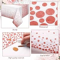 Vista 4 de Breling 2 Pcs Pink Happy Birthday Backdrop Banner and Tablecloth for Women Rose Gold Birthday Party Decorations Plastic Floral Table Cover Backdrop