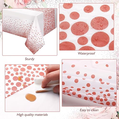 Miniatura 4 de Breling 2 Pcs Pink Happy Birthday Backdrop Banner and Tablecloth for Women Rose Gold Birthday Party Decorations Plastic Floral Table Cover Backdrop