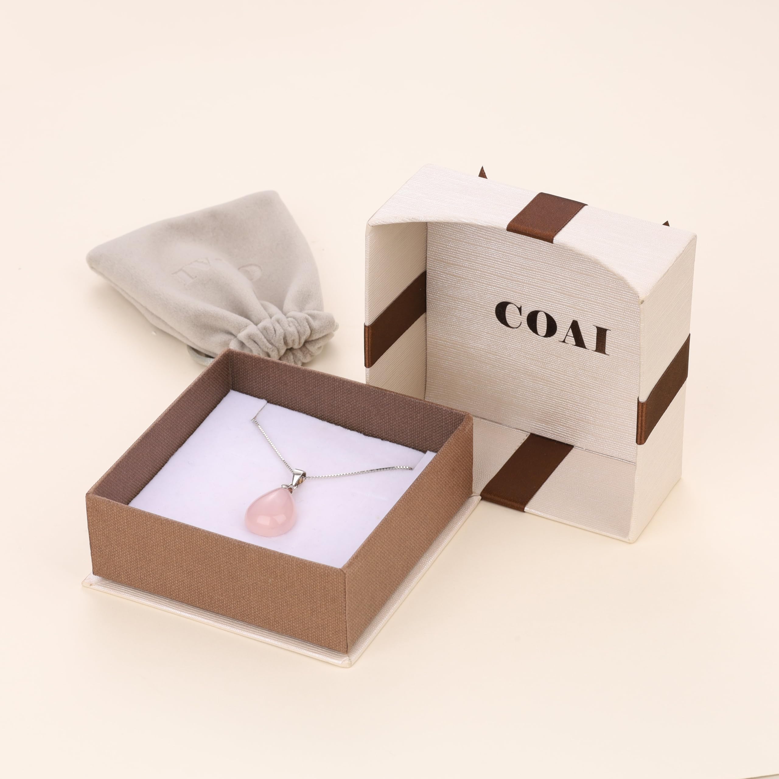 COAI Collana da Donna in Argento Sterling 925 con Ciondolo Goccia Lacrima in Pietre Naturali