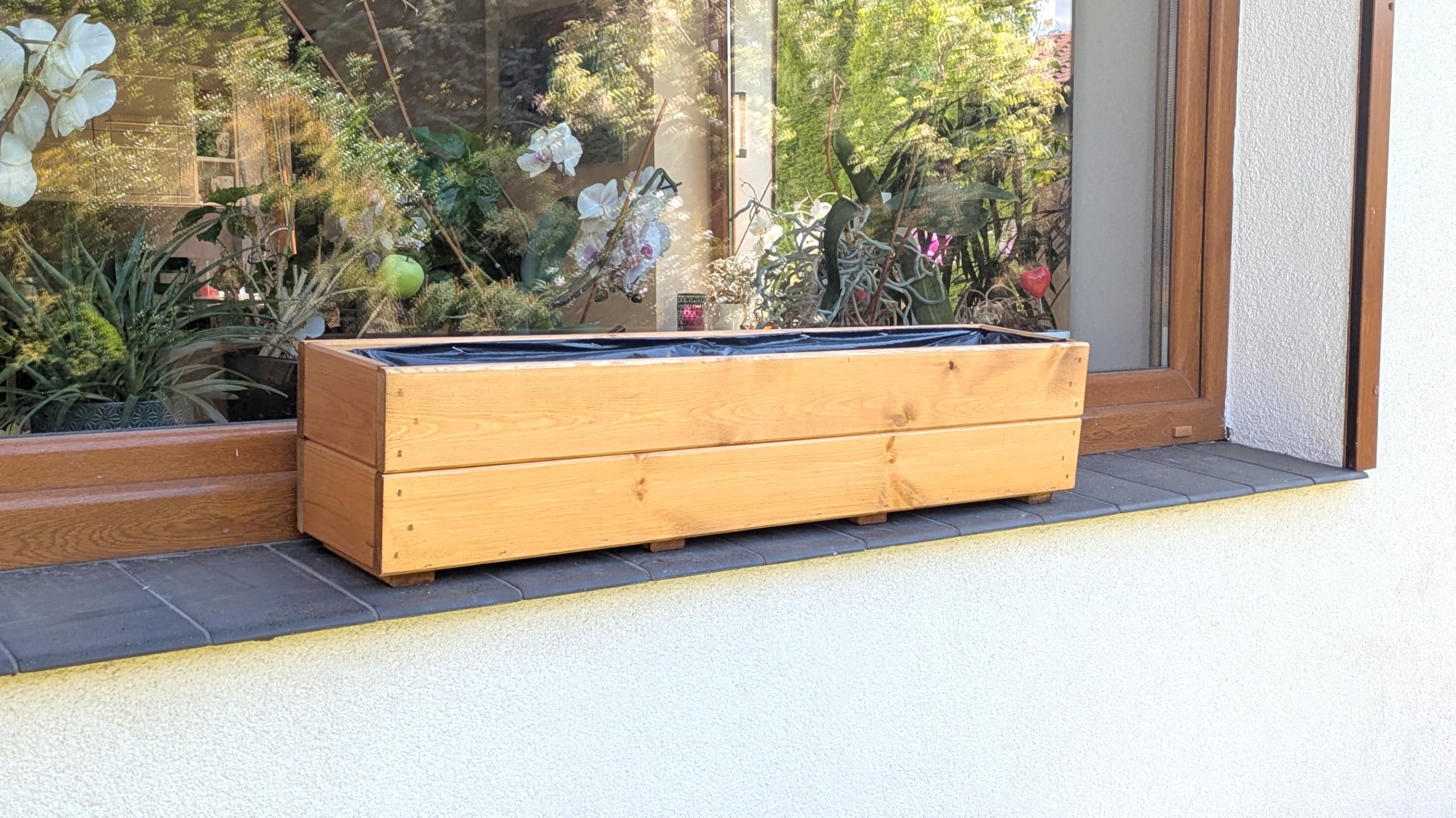 FKL DESIGN Home Deco Jardinière en Bois jardinière terrasse entièrement assemblée D27 chêne (Longueur 90 cm)