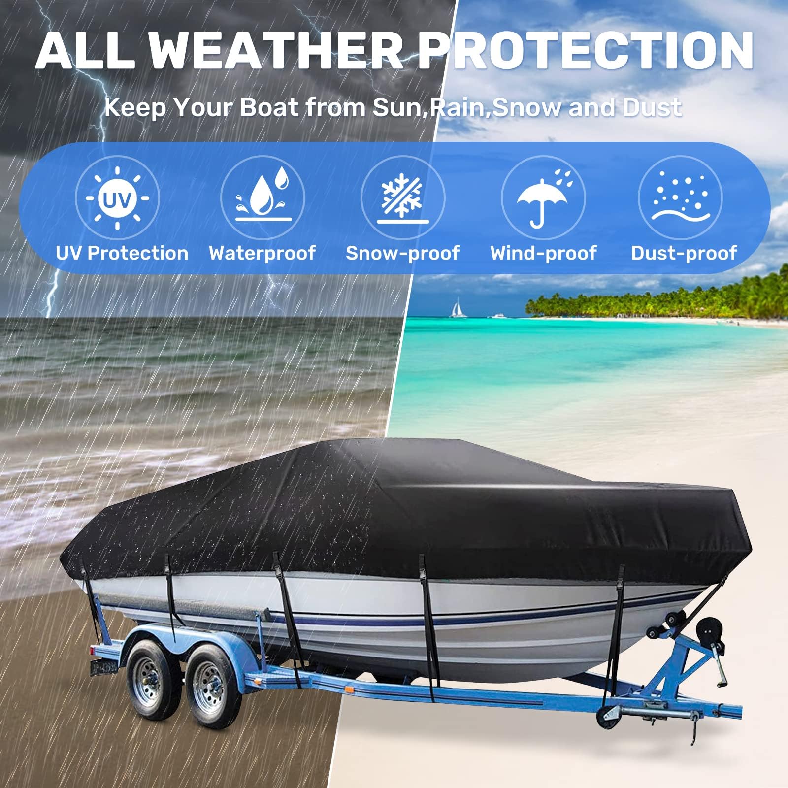 Bootsplane Wasserdicht für Bayliner VR5 2016-2026 | Trailerbare Bootsabdeckung, Abdeckplanen für Boote, für V-Boote, Yachten, Schnellboote