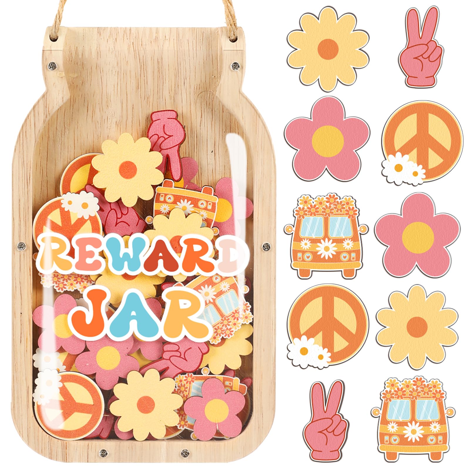 Groovy Reward Jar for Kids, Potty Training Behavior Training Reward Chart and Chore Chart Behavior Reward Jar for Boys Girls Toddlers Classroom Back