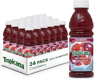 Tropicana Cranberry Cocktail Juice Beverage, 10 oz Bottles (Pack of 24) - Tart-Sweet Flavor, 100% Vitamin C On-the-Go