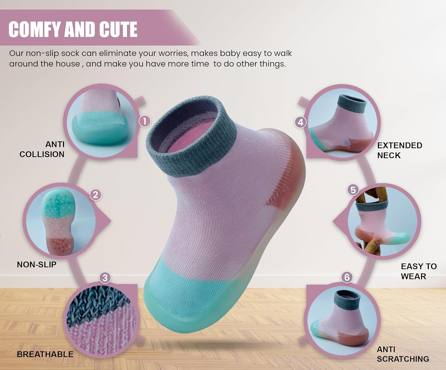 Baby Shoes Boys Girls First Walking Shoes Non Slip Soft Sole Sneakers Toddler Infant Babygirl Sock Shoes - Image 3