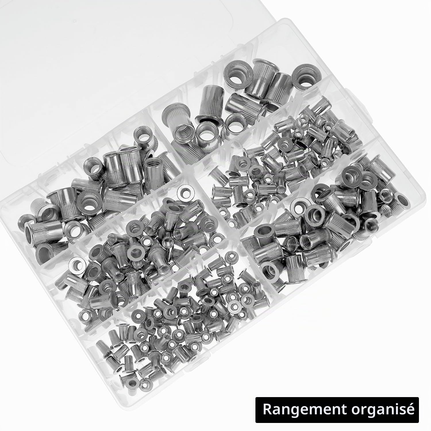 QWORK® Lot de 250 écrous à rivets en acier inoxydable 304, 6 tailles, M3 M4 M5 M6 M8 M10