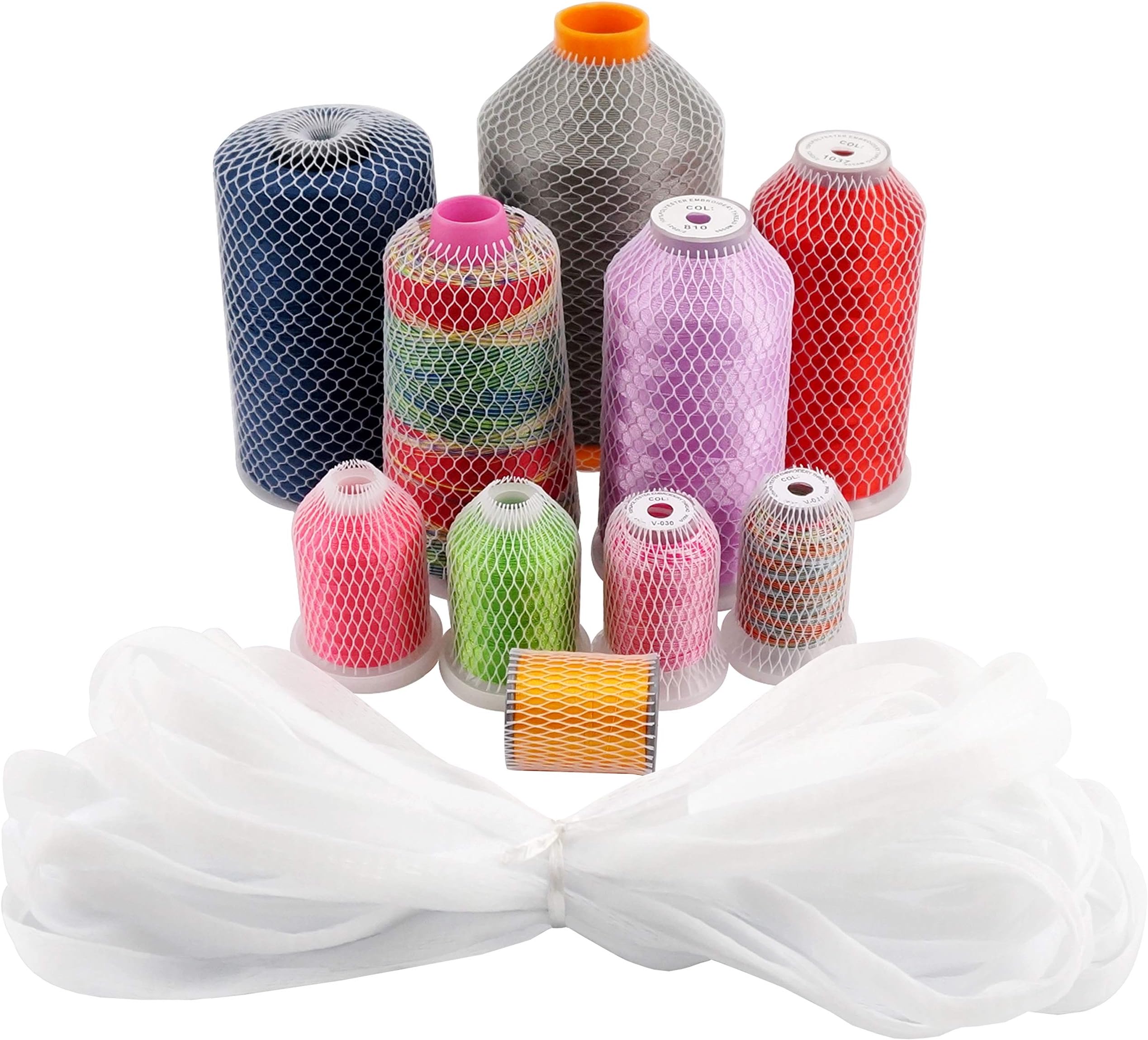 18M Thread Net Spool Saver for Different Sizes of Embroidery Sewing Quilting and Serger Thread Spools/Cones - Cut into Any Length