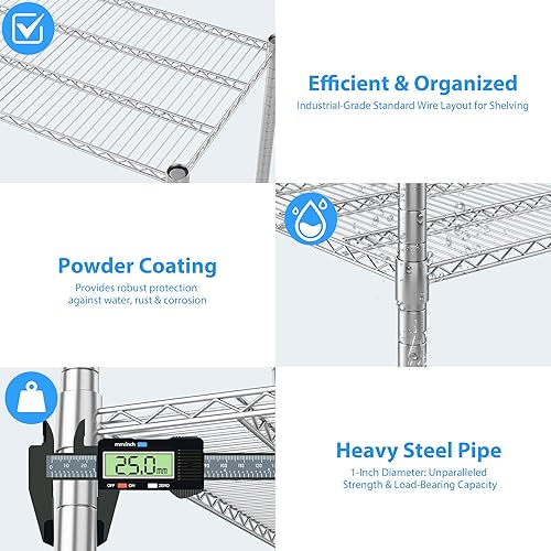 Miniatura 8 de Homdox Estantes y estantes de almacenamiento de 5 niveles, estantes de metal resistentes de 24 x 60 x 82 pulgadas para almacenamiento, estantería de