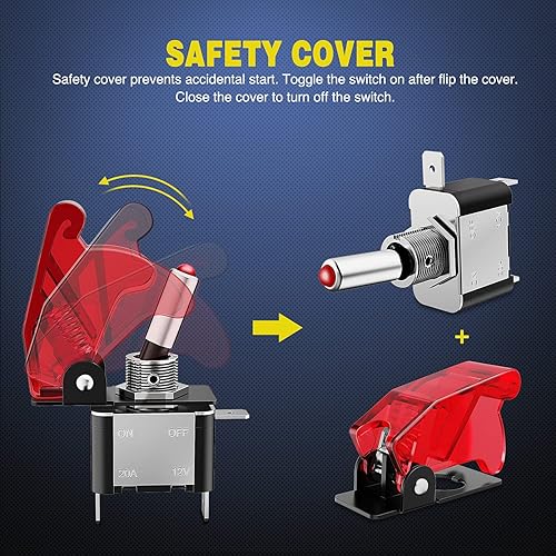 Miniatura 3 de Nilight 5PCS12V Interruptor de palanca LED resistente de 20A SPST ENCENDIDOAPAGA 3 pines basculante para automóviles, camiones, botes, estante