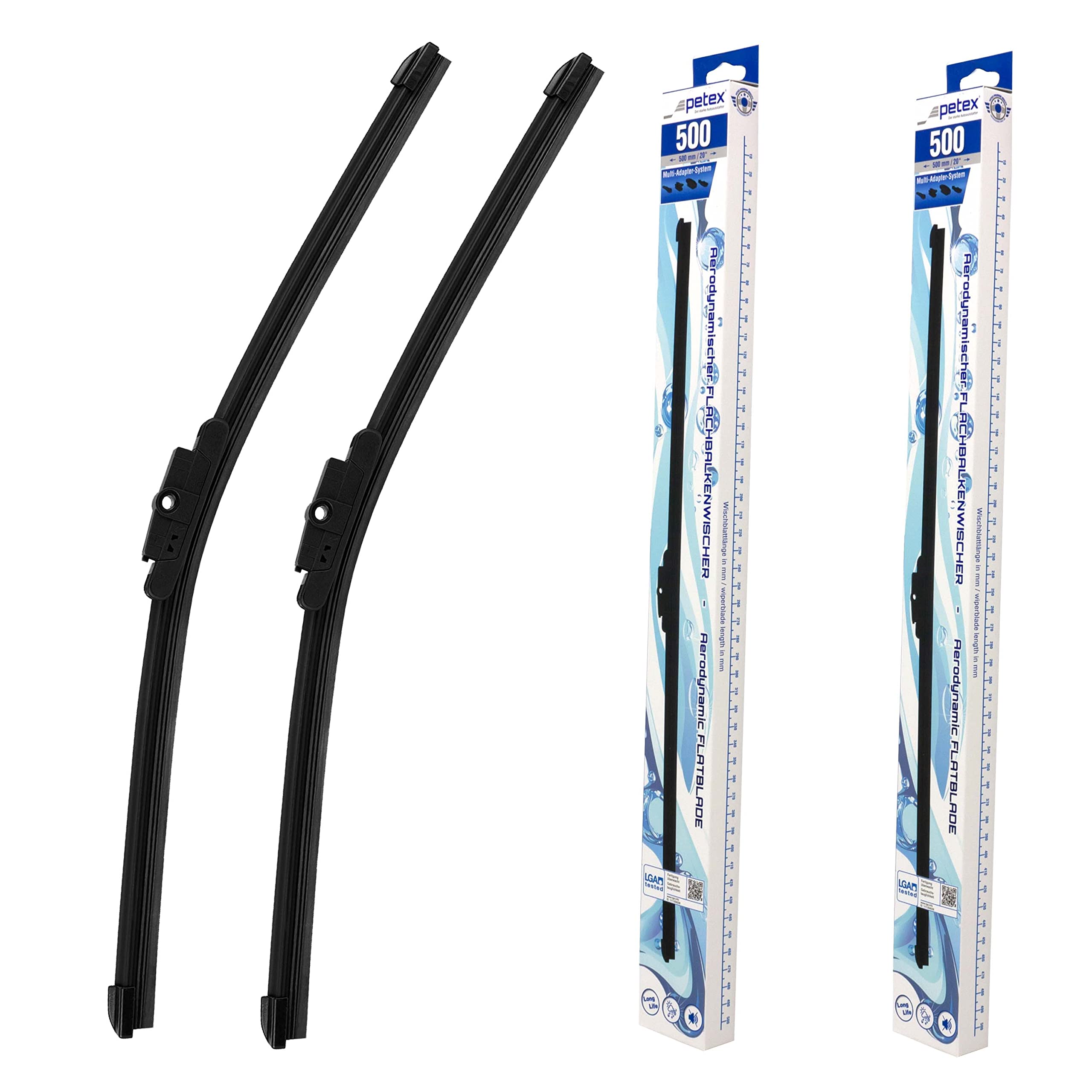 PETEX Windscreen Wipers Length 500 mm / 500 mm - Front Windscreen Set