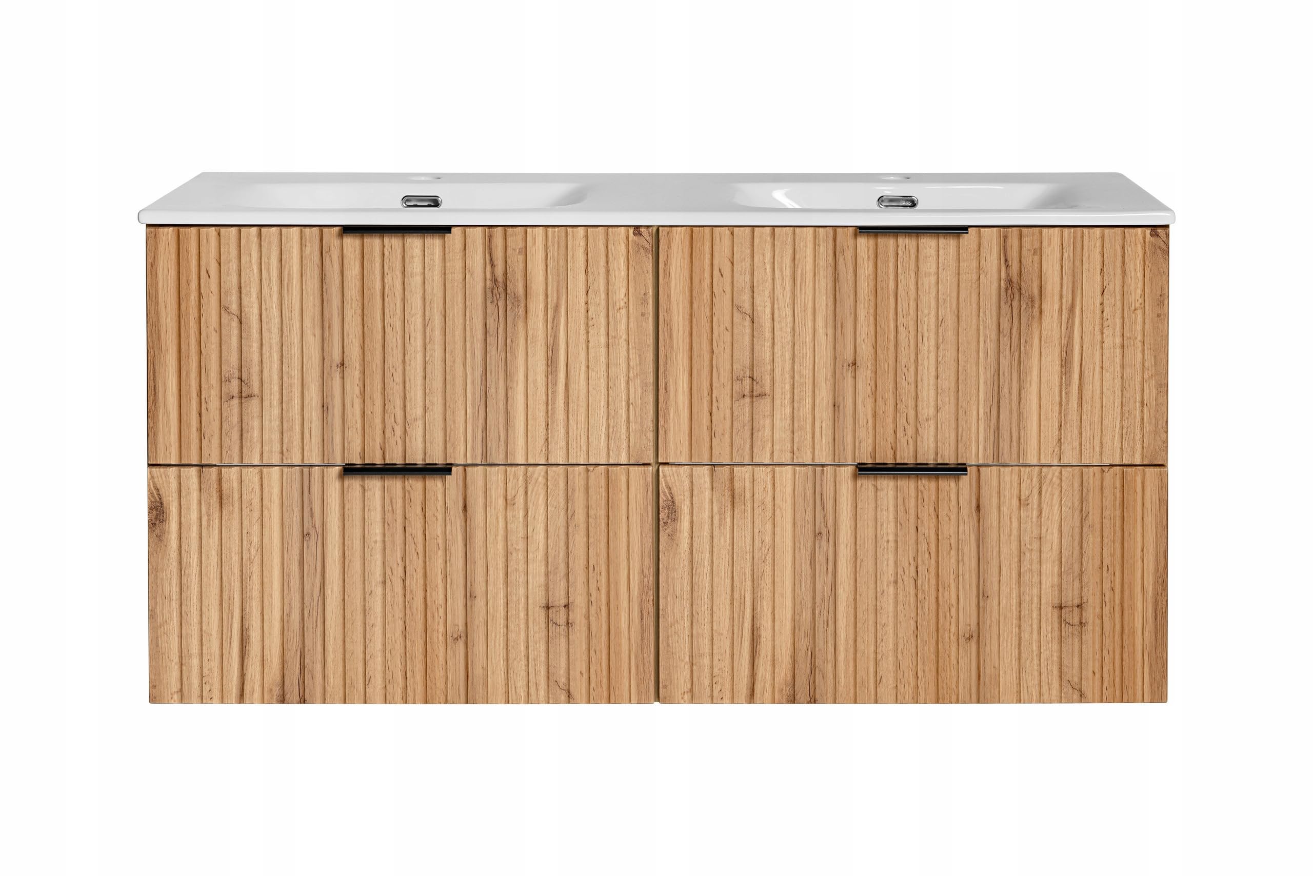 Juego de 2 lavabos suspendidos para baño, 3 asas, roble de 120 cm, mueble de baño