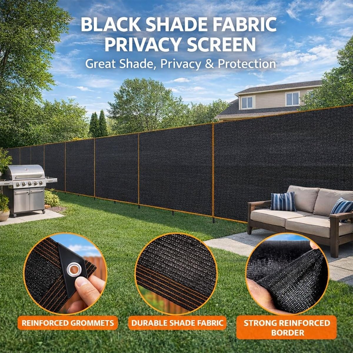 Canisse Brise Vue Filet d'Ombrage pour Clôture, Toile Exterieur Imperméable Occultant Anti UV de Balcon, Bache de Protection Solaire pour Jardin, Pergola, Tonnelle, Piscine et Terrasse(3x5m)