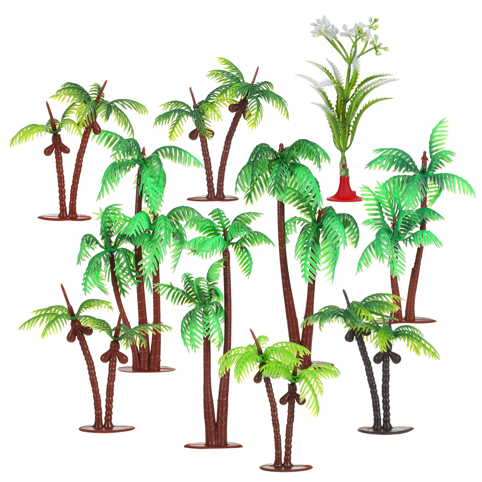 10pcs Miniature Palm Trees - Plastic Palm Tree Models for Rainforest Diorama Supplies, Mini Palms Tree Decorations for DIY Crafts and Landscape