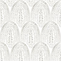 OSECAGE Boho Peel and Stick Wallpaper Beige White 17.3x393" Removable Self-Adhesive Vinyl - 48.4 Sq Ft for Bedroom Bathroom Kitchen Cabinets