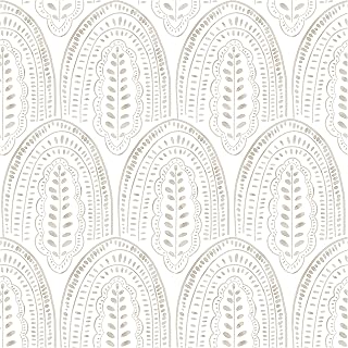 OSECAGE Boho Peel and Stick Wallpaper Beige White 17.3x393" Removable Self-Adhesive Vinyl - 48.4 Sq Ft for Bedroom Bathroom Kitchen Cabinets