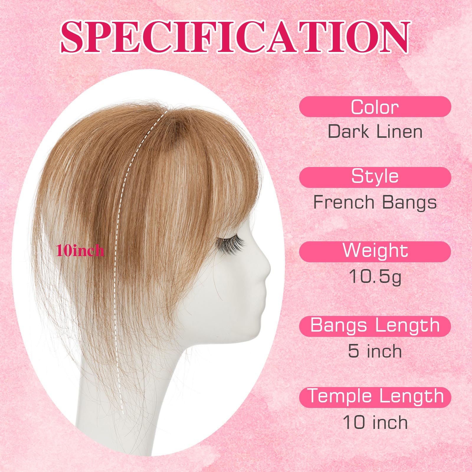 MY-LADY Clip in Bangs Real Hair Clip in Fringe Human Hair Bangs Thin Bang Hairpiece with 2 Non-slip Clips for Women Fashion #6 Light Brown - Image 2