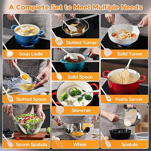 Miniatura 7 de Onader Juego de utensilios de cocina de cocina, 10 piezas de utensilios de cocina de silicona, no tóxicos, resistentes al calor y antiadherentes, 2