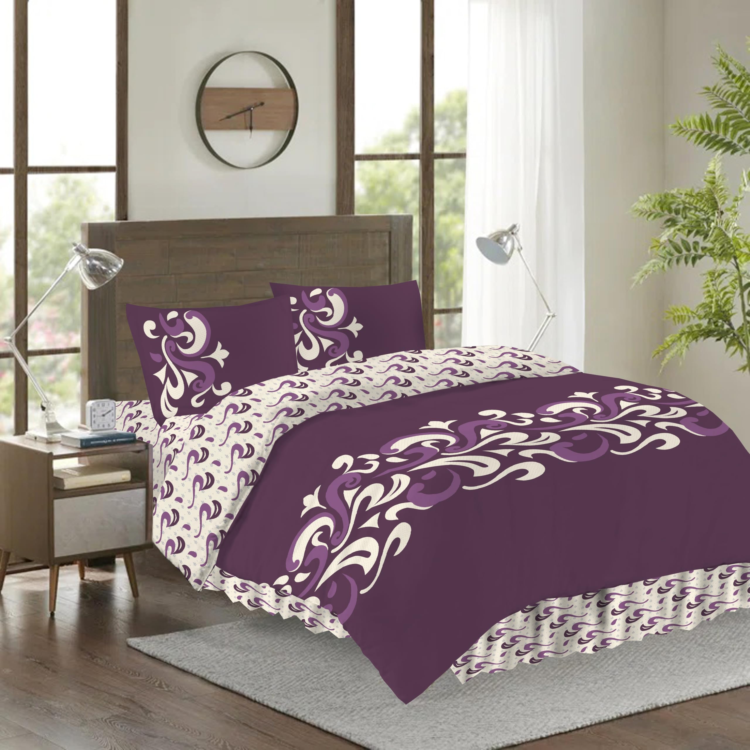 CHARKHAH Floral Duvet Cover Set Single – Polycotton Bedding Set with Valance Sheet, Pillowcase & Button Closure – Easy Care Fitted Sheet Quilt Cover Set