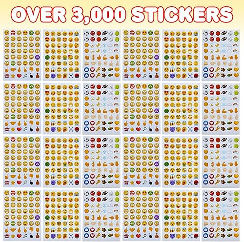Miniatura 2 de ArtCreativity Más de 3000 calcomanías de emoticones para niños, incluye 12 paquetes con 72 hojas de calcomanías, juego de calcomanías de emoticono