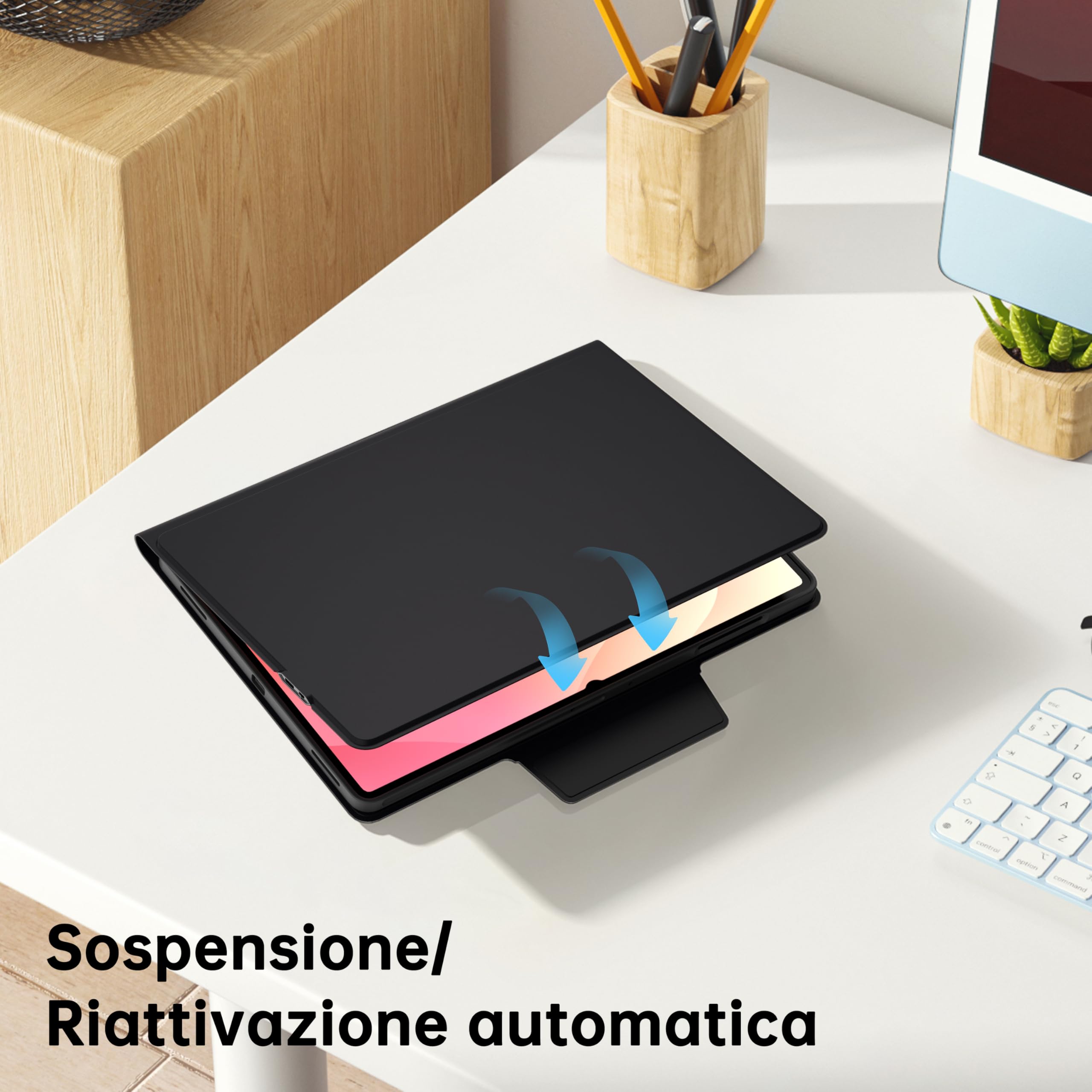 Tastiera Custodia per Samsung Galaxy Tab S11 Ultra/S10 Ultra/S9 Ultra 14.6 Pollici - 7 Colori Retroilluminazione con Touchpad Tastiera Bluetooth - per Tab S8 Ultra Custodia QWERTY Italiano, Nero