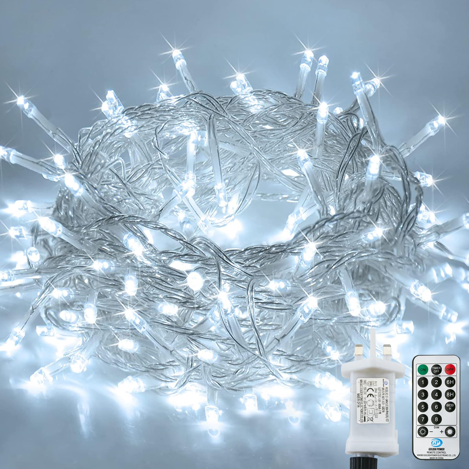 Laihur Fairy Light Plug in, 50M/164Ft 500LED String Lights, 8 Lighting Modes, Fairy Garden Light for Indoor/Outdoor, Bedroom, Christmas, Halloween, Birthday, Camping, Cool White