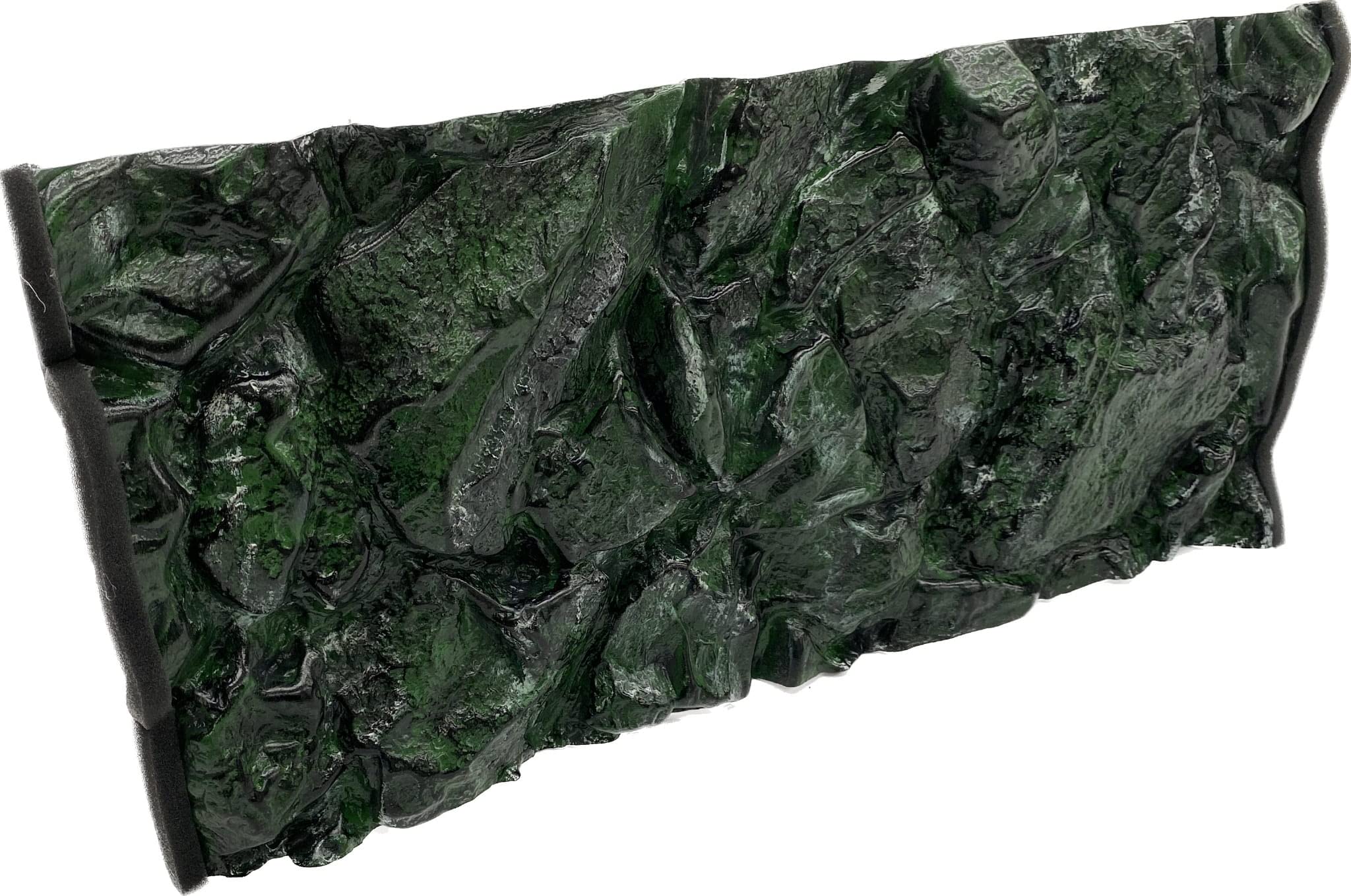PLASTIKO - Aquarium Hintergrund 3D I Rückwänd 50x30 cm I Leicht zu Montieren und Reinigen I Keine Verklebung Erforderlich I Sicher für Tiere I Grün mit einem Muster aus Hohen Steinen