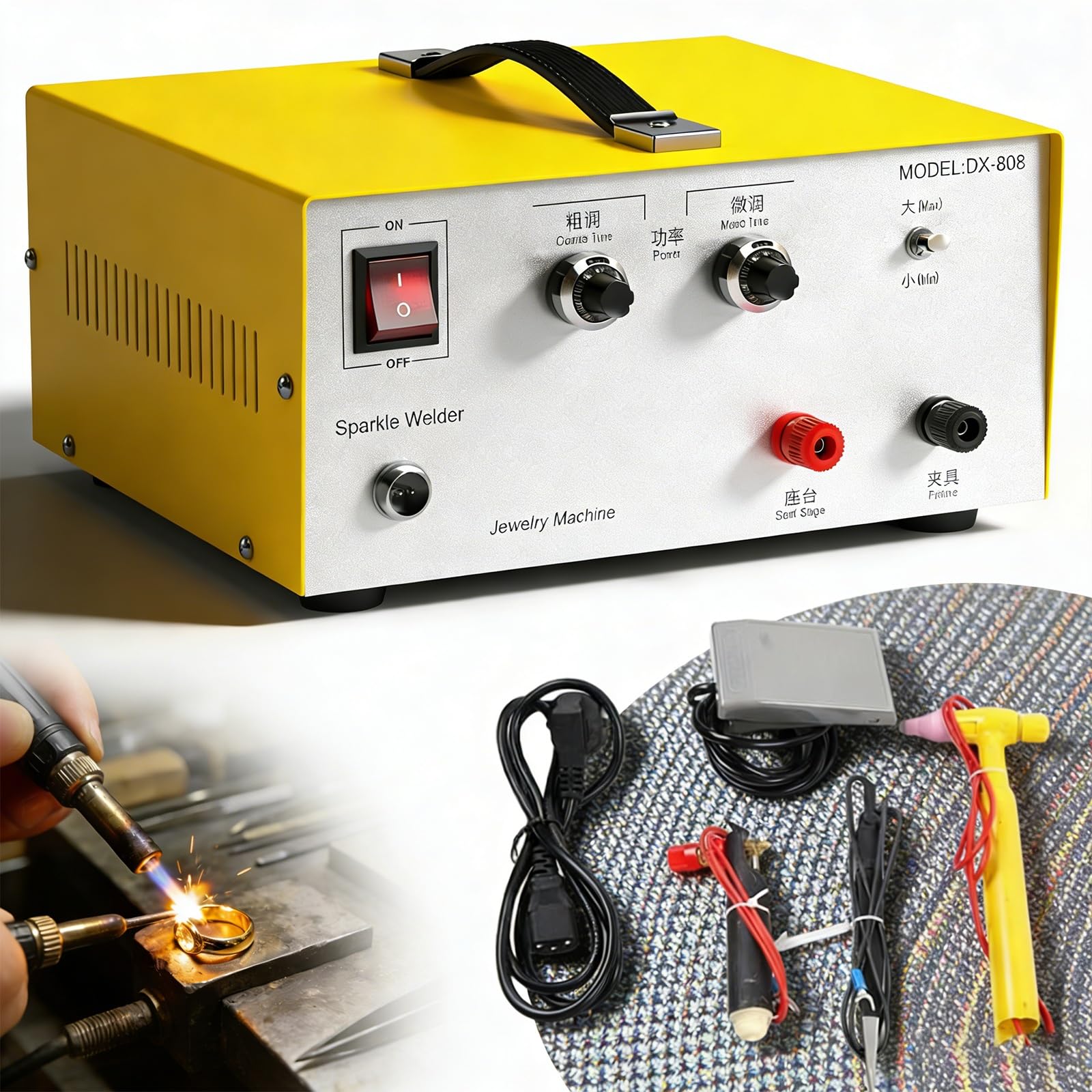 Soldadora por puntos para joyería de 80 A, kit portátil para soldar joyas, equipo portátil de soldadura por puntos de plasma para reparación de joyas DIY, soldadora por puntos de pulsos brillantes