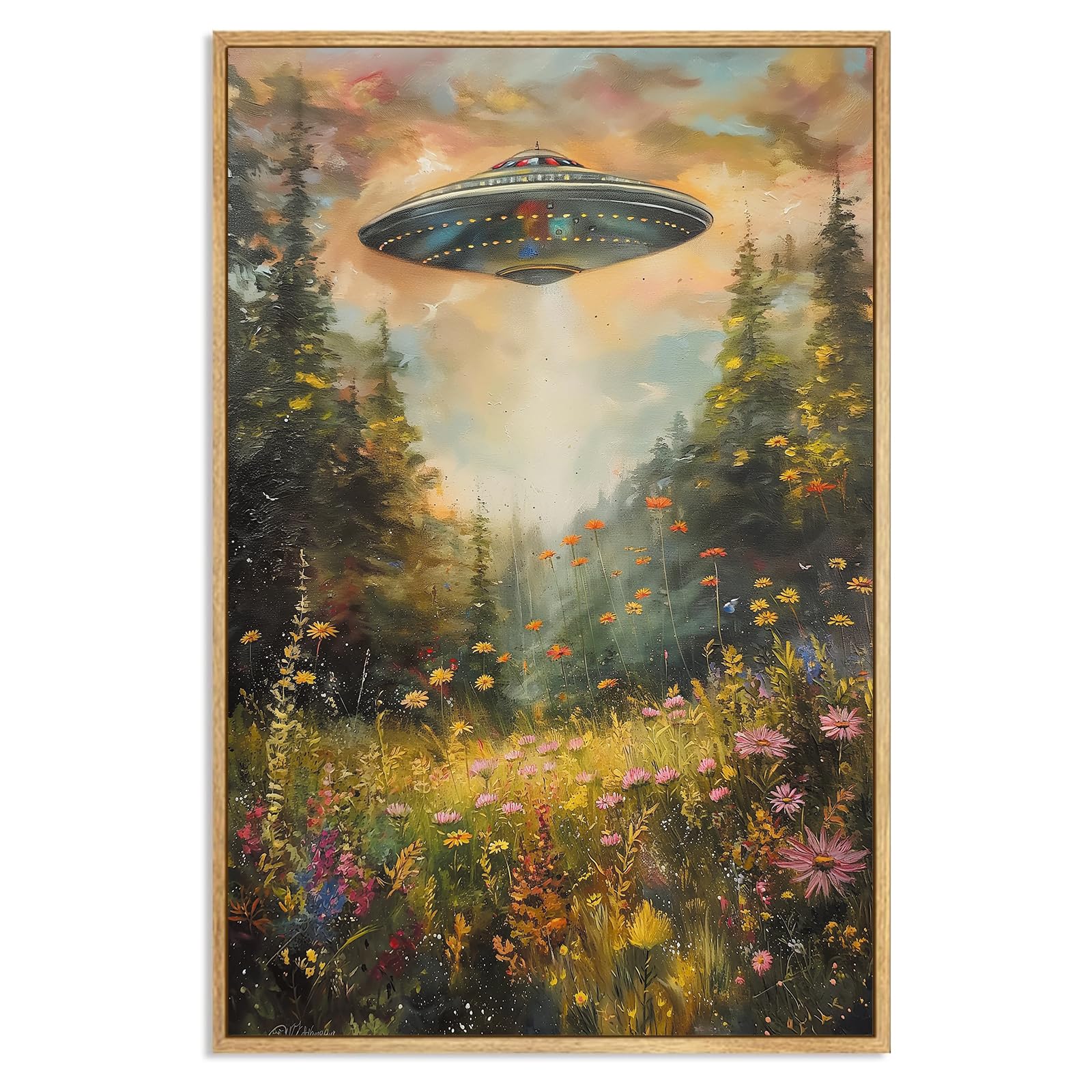 Amazon.co.jp: ヴィンテージ UFO キャンバス ウォールアート