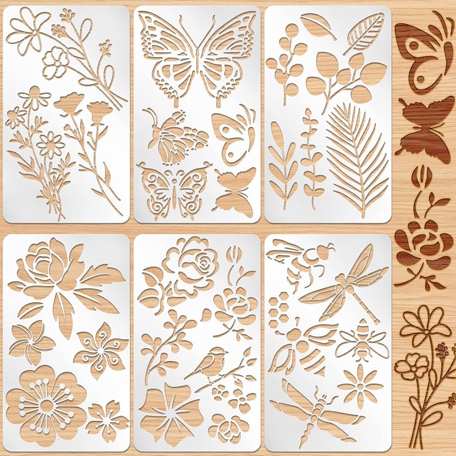 Amazon.com : Lewtemi 6 Pcs Mixed Metal Stencil Wood Stencil Templates Stencils for Journaling Wood Burning Stencils for Wood Carving Drawing Engraving Scrapbooking Journal Craft DIY(Plant Style) : Arts, Crafts & Sewing