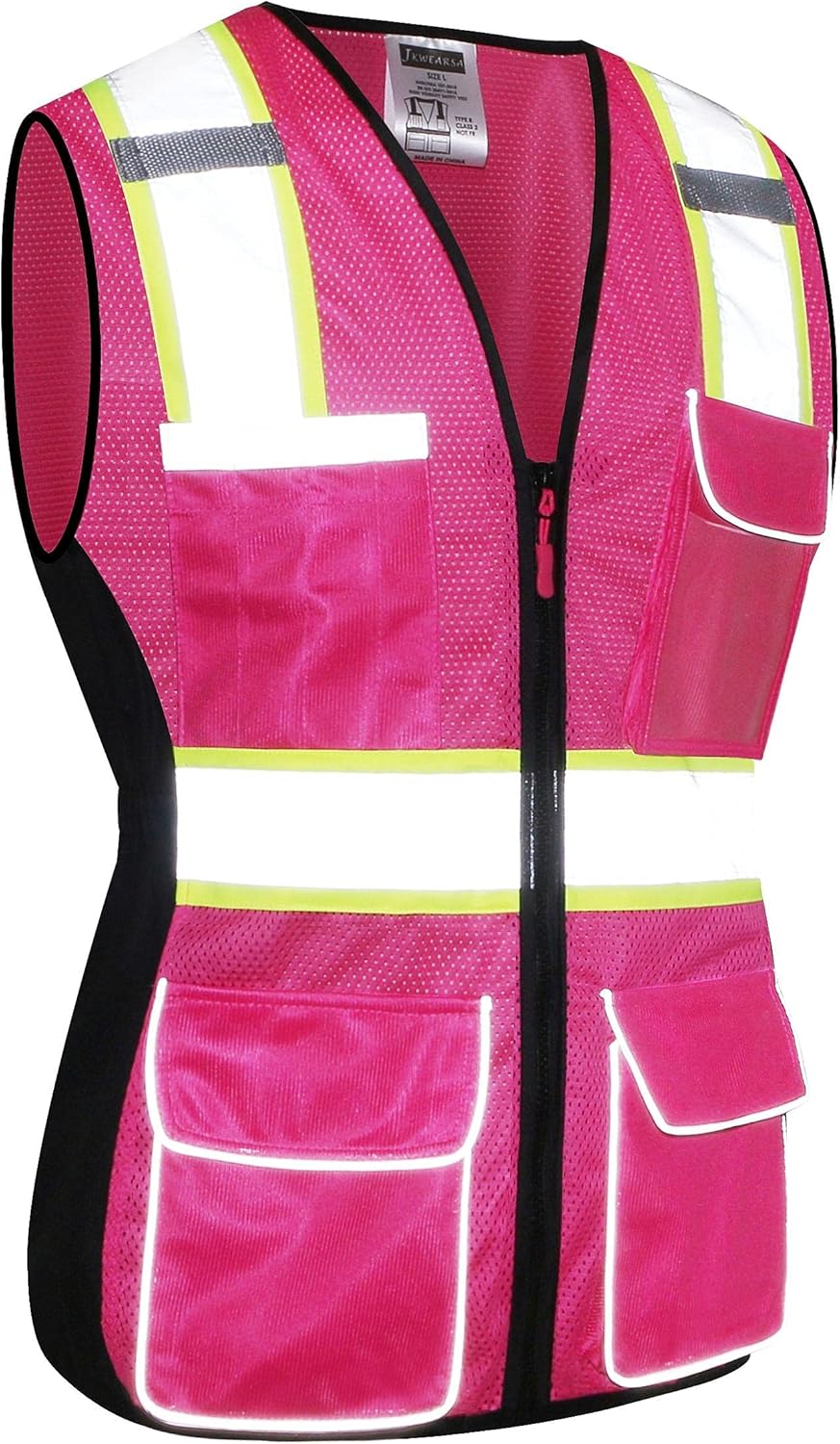 Women Safety Vest, Multi Pockets High Visibility Reflective Breathable Mesh Work Vest For Lady, Durable Zipper - Image 3