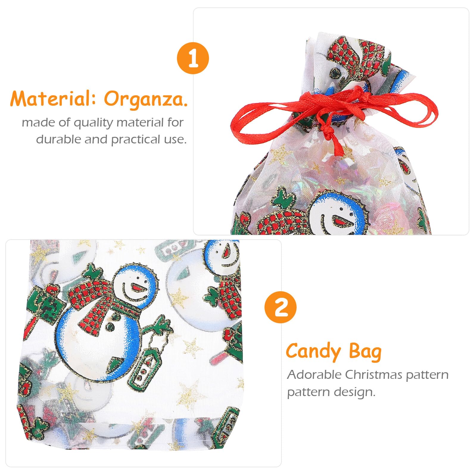 Toyvian 50pezzi Sacchetti Regalo Natalizi in Organza Coulisse per Caramelle e Piccoli Doni Design Natalizio per Confezionare Dolci e Accessori