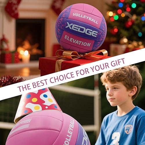 Miniatura 5 de XEDGE Pelota de voleibol cosida a máquina, tamaño 5, oficial para entrenamiento en interiores y exteriores, playa, césped y juego en la cancha