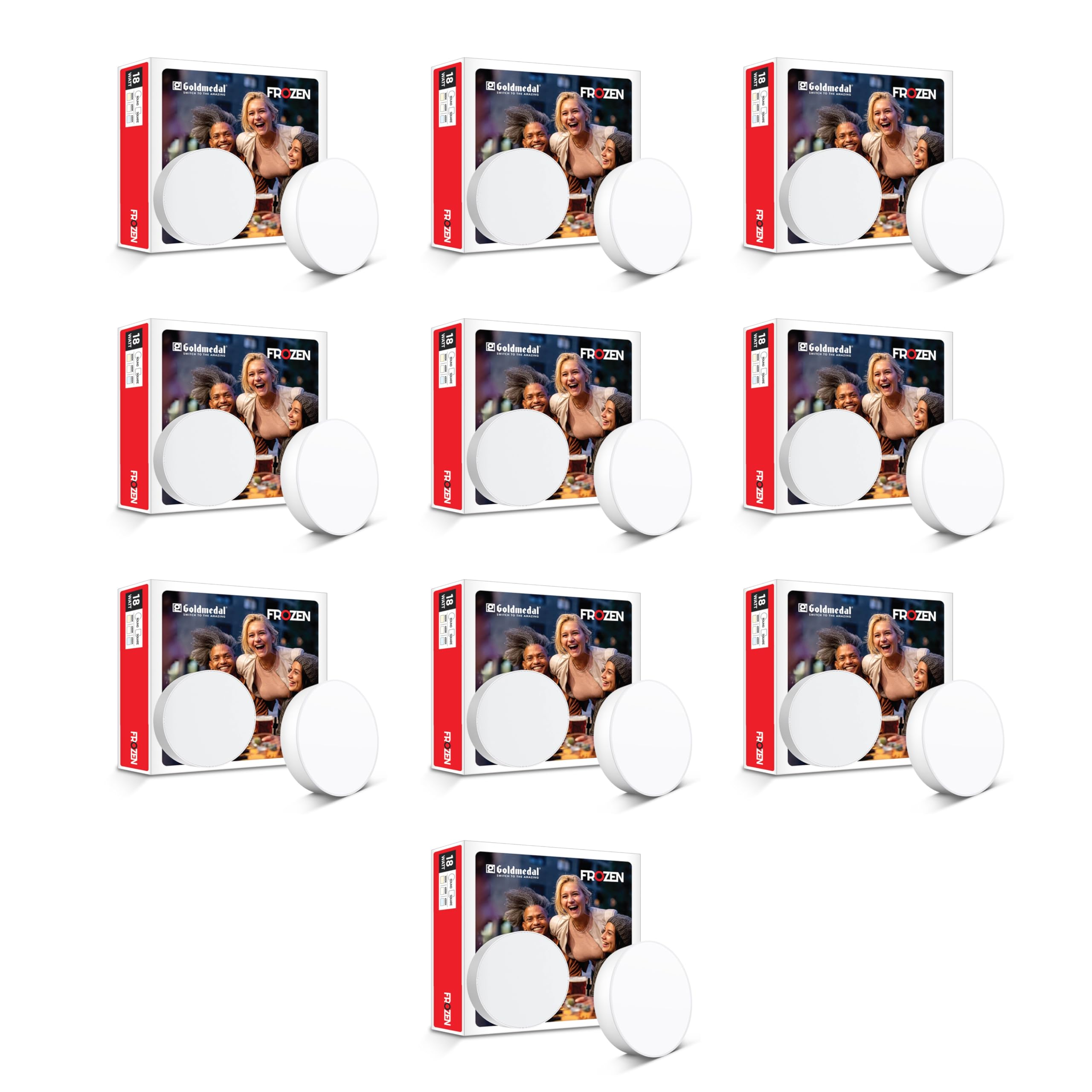 Goldmedal Frozen 18W LED Round Surface Light for Decoration - Cool Daylight (6500K) | Pack of 10 | No False Ceiling Required | Dimension: Ø5.90 X 1.22 inch | 100 Lumen Per Watt |for Indoor Application (B0CX8NSW1Z) Amazon Price History, Amazon Price Tracker