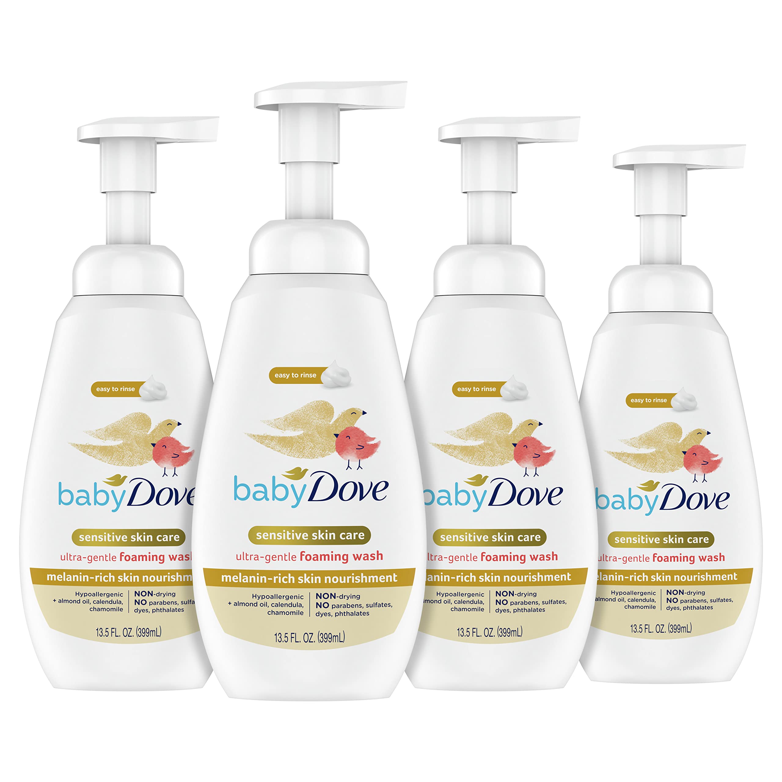 Baby Dove Baby Foaming Wash Melanin-Rich Skin Nourishment 4 Count Moisturizes Skin Ultra Gentle 13.5 fl. oz.