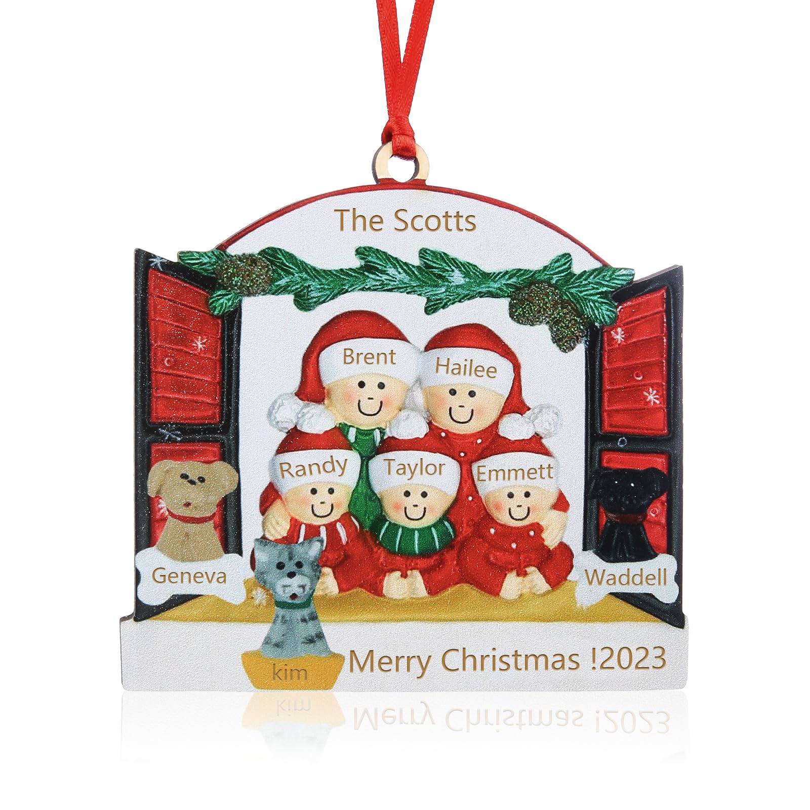 Wamantic Personalised Christmas Decorations, Custom Christmas Ornaments Family of 2-8 Name, Personalised Christmas Tree Ornament Decorations Creative Xmas Ornaments Home Decorations (8-Names, Color-4)