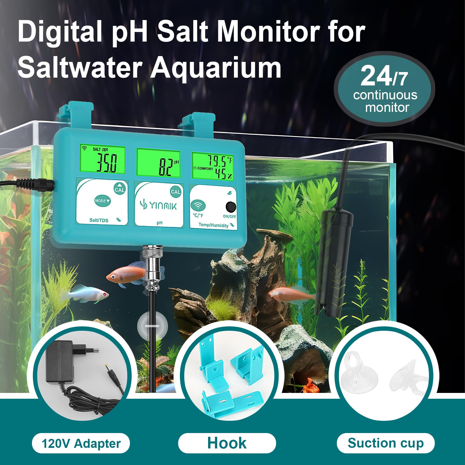 Jual WIFI Online Water Quality Monitor 8in1 PH TDS EC CF ORP SALT SG Temp PH-W218 Tester MV PHW218 Meter Detector Fish Tank Salinity Analysis Air Hydroponic PH W218 Hidroponik - Kota - View #3