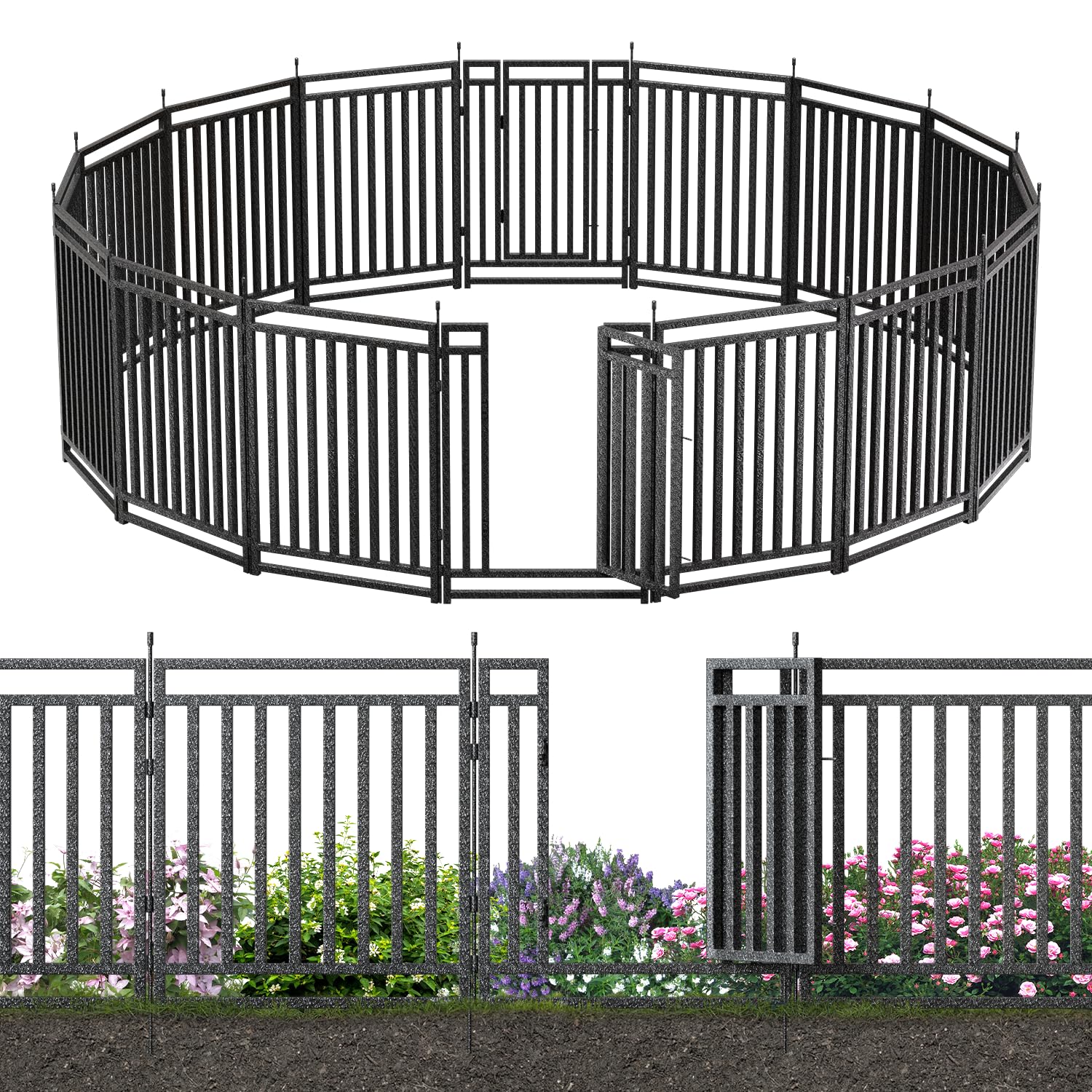 Petorldog Heavy-Duty Garden Fence, No Dig for Yard, 100cm(H) × 11.2m(L)